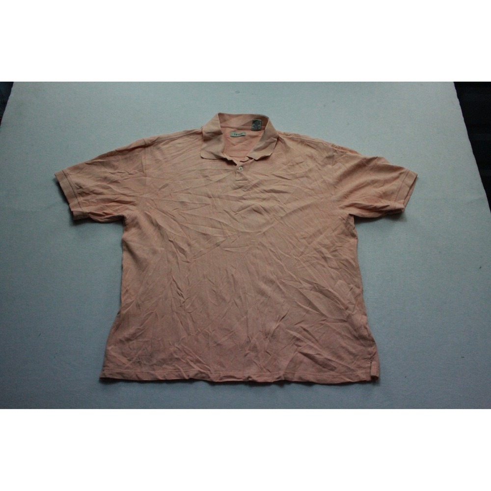 IZOD Polo Shirt Mens Large Peach Orange Good Short Sleeve Pique Knit Logo